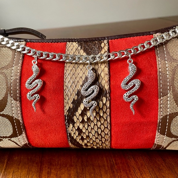 Vintage Coach Demi Baguette Baguette Bag Python & Suede Y2K Made in Turkey - Picture 3 of 13